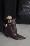 Katy Women's Accessory Detail Wrinkled Leather Boots Burgundy - 3