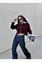 Women's Burgundy Gold Buttoned Short Cardigan 5556 - 3
