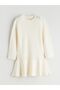 Lcw Kids Ecru Crew Neck Girl's Knitwear Dress - 3