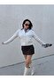Women's ecru braided hair stone buttoned short cardigan 30033