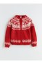 Lcw Kids Red Crew Neck Girl's Knitwear Cardigan