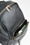 Women's Koala Black 3 Compartment Soft Faux Leather Zipper Closure Travel & Casual Backpack - 7