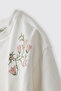 Baby Girl Embroidery Detailed Soft Textured Ecru Sweatshirt - 2