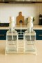 Stylish Glass Soap Dispenser Set of 2 – 500 ml Pump Bottle – Kitchen and Bathroom Set with Metal Stand