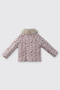 Girl's Detachable Collar Fur Detailed Floral Patterned Lined Ecru Coat - 4