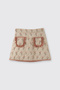 Baby Girl Elastic Waist Tulip Patterned Quilted Beige Skirt