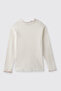Girl's Ecru T-Shirt with Embroidered Long Sleeves and Stitched Collar and Cuffs - 4