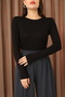 Women's Long Sleeve Crew Neck Stretch Fabric Combed Cotton Bodysuit - 5