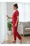 Women's Red Buttoned Pajama Set - 2