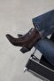 Maven Women's Wrinkled Leather Heeled Boots Burgundy