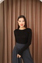 Women's Long Sleeve Crew Neck Stretch Fabric Combed Cotton Bodysuit - 3