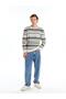 Crew Neck Long Sleeve Patterned Men's Knitwear Sweater (W5) - 4