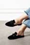 Santi Black Buckle Velvet Textured Elegant Engagement Dowry Bundle Guest House Slippers - 2