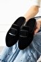 Minea Black Buckle Velvet Textured Elegant Engagement Dowry Bundle Guest House Slippers
