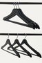 6 Wooden Look Plastic Clothes and Clothes Hangers Black - 3
