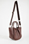 Women's Manolya Bitter Brown Medium Size Lined Snap Fastener and Zipper Closure Handbag and Shoulder Bag - 3