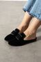 Minea Black Buckle Velvet Textured Elegant Engagement Dowry Bundle Guest House Slippers - 2