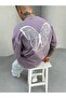 Butterfly Printed Purple Oversized T-Shirt - 2