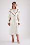 White Genuine Leather Detailed Cashmere Coat