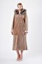 Beige Double-Sided Genuine Fur Coat with Fox Fur Accessories