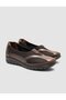 100% Genuine Leather Brown Buckle Detailed Women's Comfort Shoes - 2