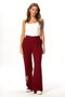 Elastic Waist Sprout Autumn and Winter Embroidered Double Muslin Pants Burgundy Brd - 4