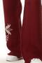 Elastic Waist Sprout Autumn and Winter Embroidered Double Muslin Pants Burgundy Brd - 3