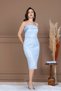 Sequin Satin Detailed Pencil Long Dress - Baby Blue - 7