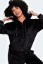 Women's Zippered Hooded Comfortable Tracksuit Set Black - 4