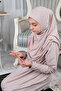 One-Piece Children's Prayer Dress with Practical Headscarf, Ages 8-12 - Mink - 3