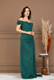 Glittery Long Evening Dress with Underwire Detail - Emerald Green - 8