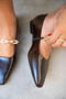 Dennis Bitter Brown Patent Leather Chain Detailed Flat Women's Ballerinas - 3