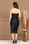 Beaded Halter Neck Tie-Detail Pencil Long Dress - Black - 8