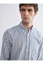 Regular Fit Long Sleeve Striped Men's Shirt - 4