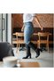 Black Genuine Leather Women's Thick Heeled Casual Stylish Boots with Gold Accessories and Internal Zipper - 5