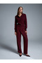 10816 Wool Blend Buttoned Knit Sweater-Burgundy M. - 5