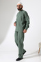 Men's Muslin Hakim Collar Shirt with Pockets and Pants Two-Piece Set, Hajj Umrah Outfit - Green (Ans) - 6
