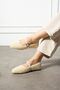 Luma Beige Belted Gold Buckle Towel Textured Lightweight Home Slipper - 4