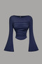 Women's Lycra Draped Long Spanish Sleeve Crop Blouse