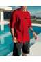 Men's'Paris' Letter Print Striped T-Shirt and Shorts Set