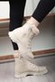 Women's Daily Fur-Lined Lace-Up Boots - 4