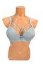 C Cup Wired Smooth Open Grey Bra with Sponge and Hollow Cross Straps - 2