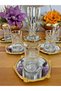 Heybeli̇ Silver Gold Metal Plate with Lace Gilded Cup 12 Pieces Tea Set for 6 People Tea Set Glass - 4