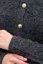 Front Gold Button Detailed Towel Fabric Dark Gray Smoked Knitwear - 8