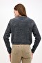 Front Gold Button Detailed Towel Fabric Dark Gray Smoked Knitwear - 7