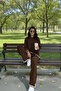 Slit Detailed Knitwear 2-Piece Set Brown