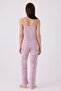 Women's Long Sleeve Lace Trimmed 3-Piece Pajama Set with Robe and Drawstring Straps - 8