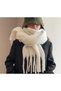 Pffy Cream Color Soft Textured Women's Scarf Shawl Shoulder Wrap 50×190cm - 2