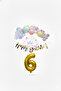 İstoç Happy Birthday Written Calligraphy Banner Macaron Balloon Set 6 Years Old Gold Set Birthday