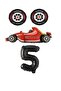 Red Race Car Rubber and Black Figure Foil Balloon Set Age 5